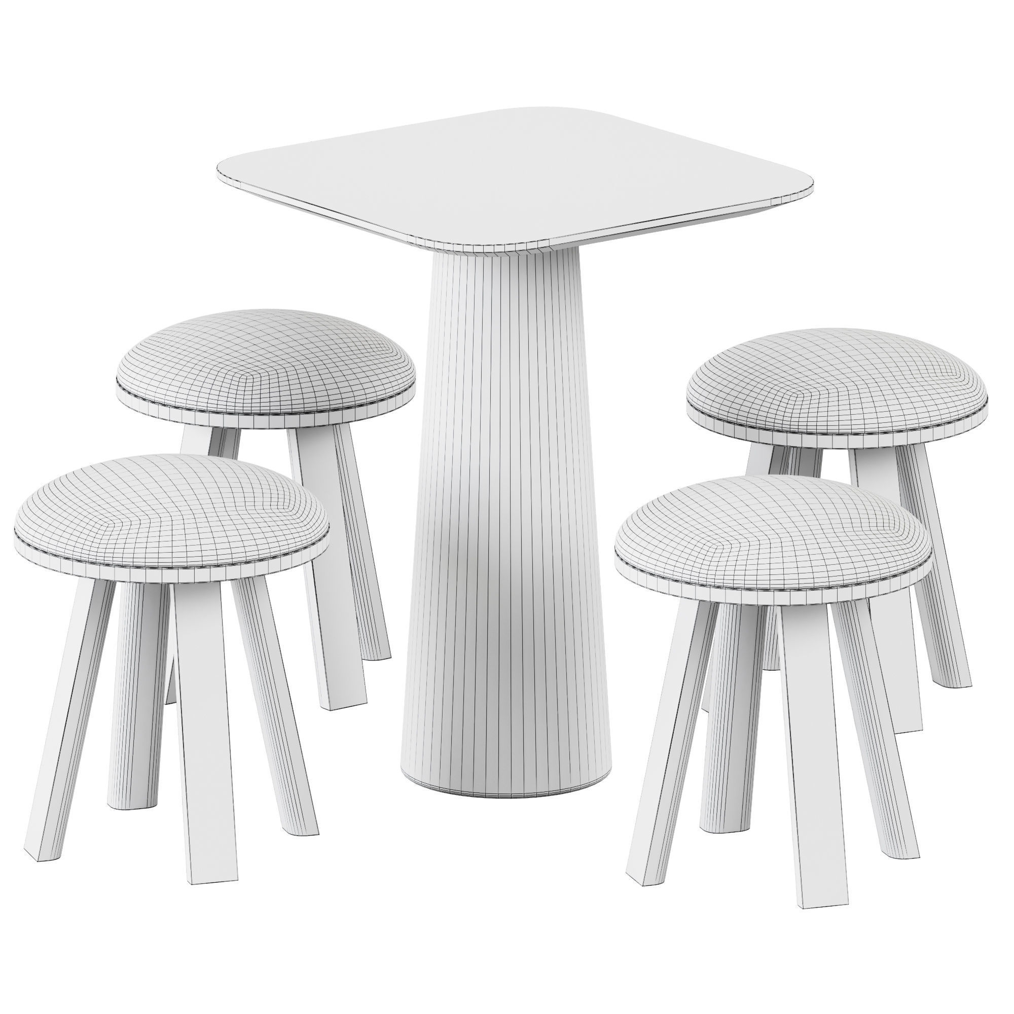 Table POV 460 S60 by Ton and Stool BuzziMilk by BuzziSpace 3D model_1