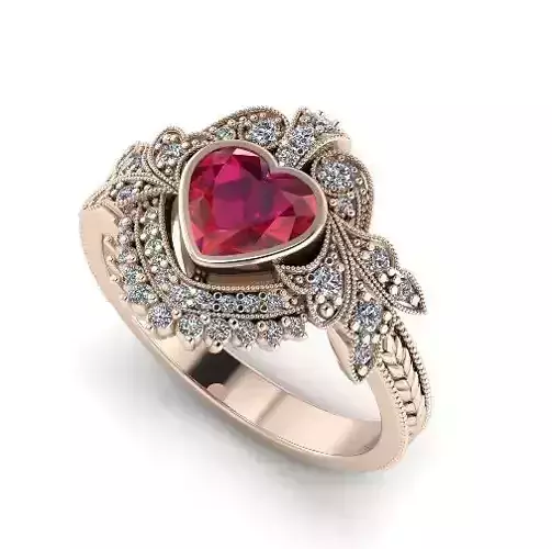 756 Ring with heart 3D print model