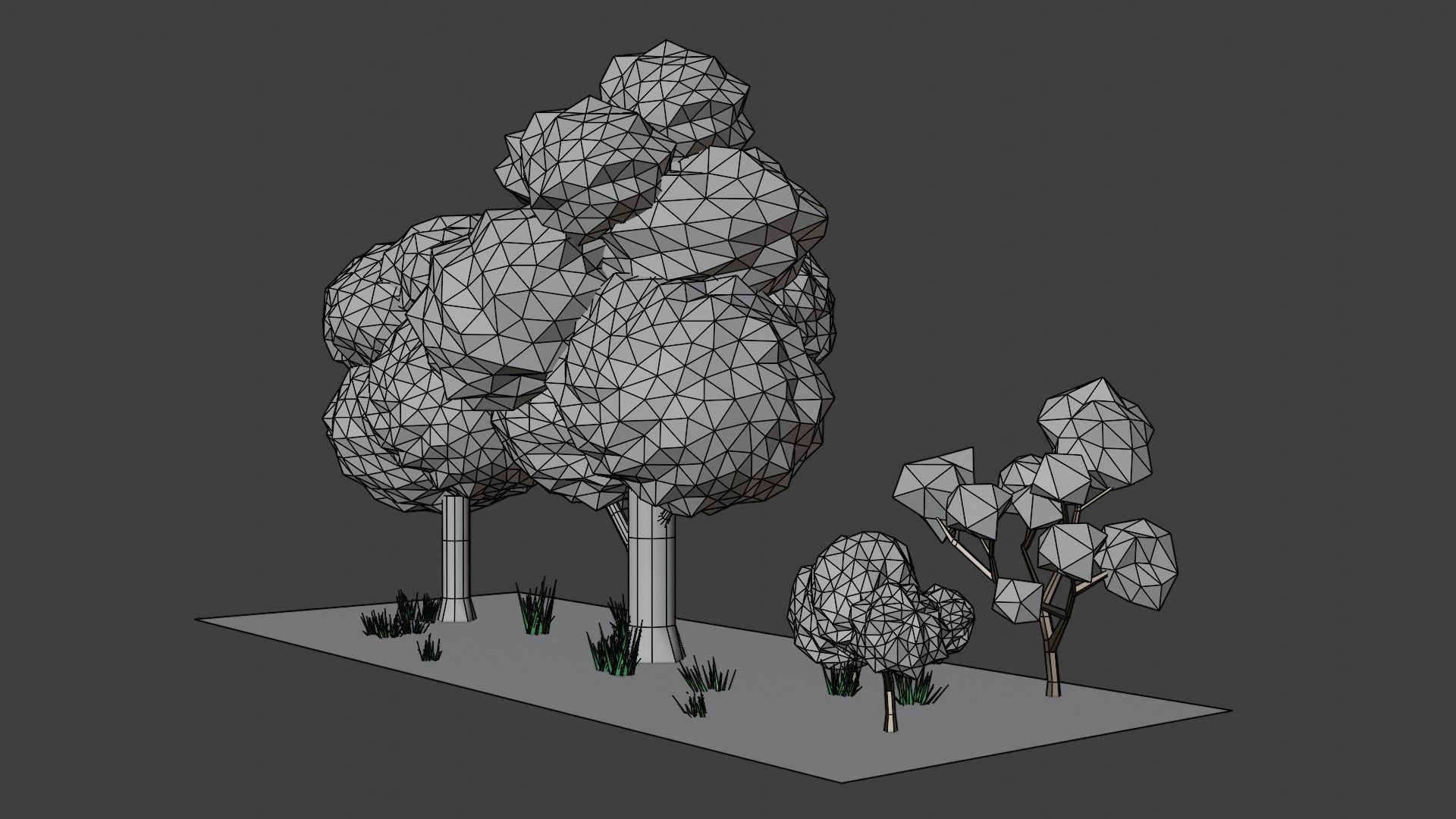 low poly trees three Low-poly 3D model_3