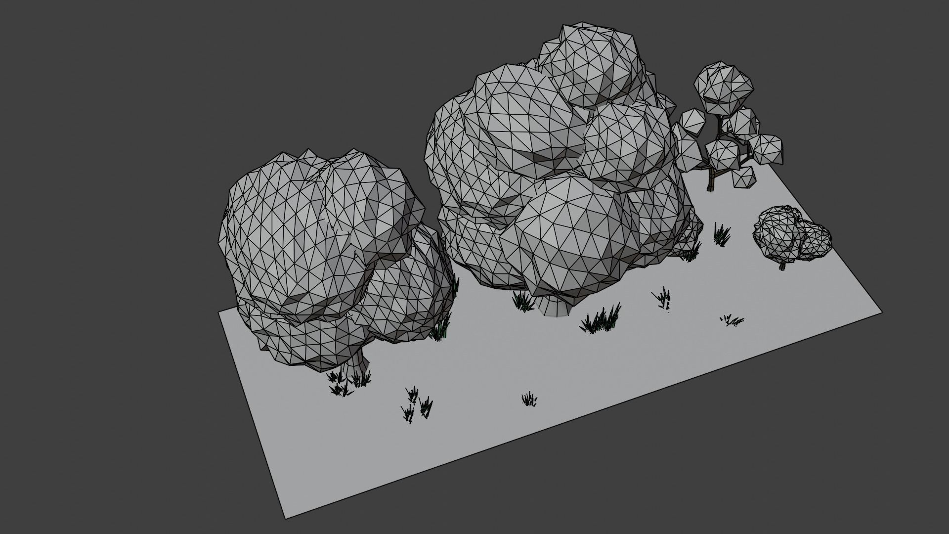 low poly trees three Low-poly 3D model_4