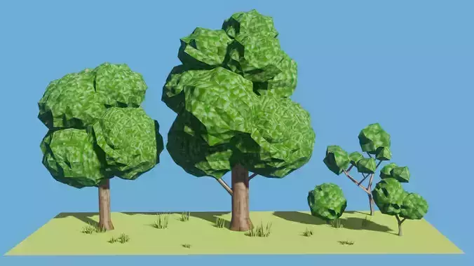 low poly trees three