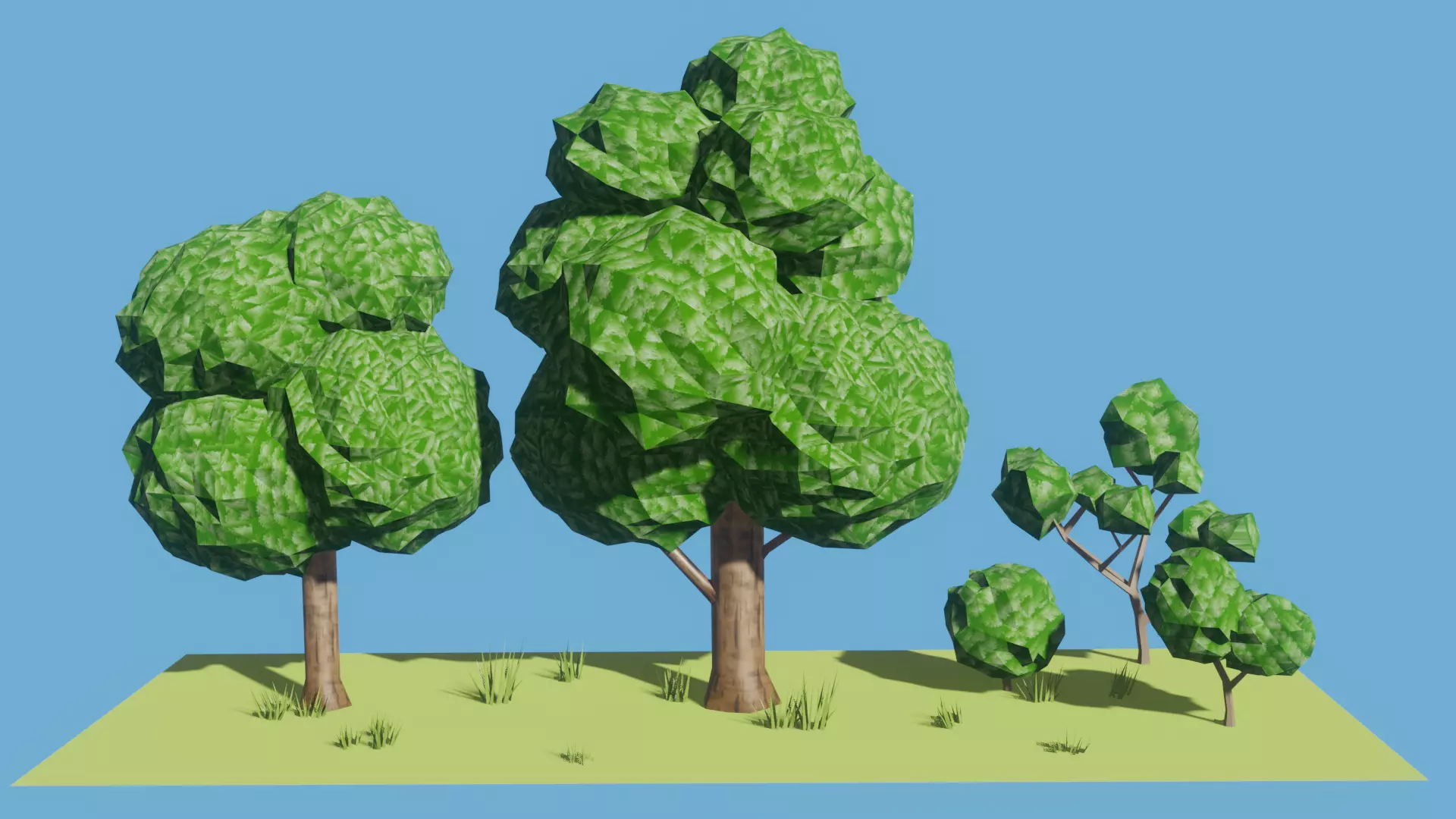 low poly trees three Low-poly 3D model_0