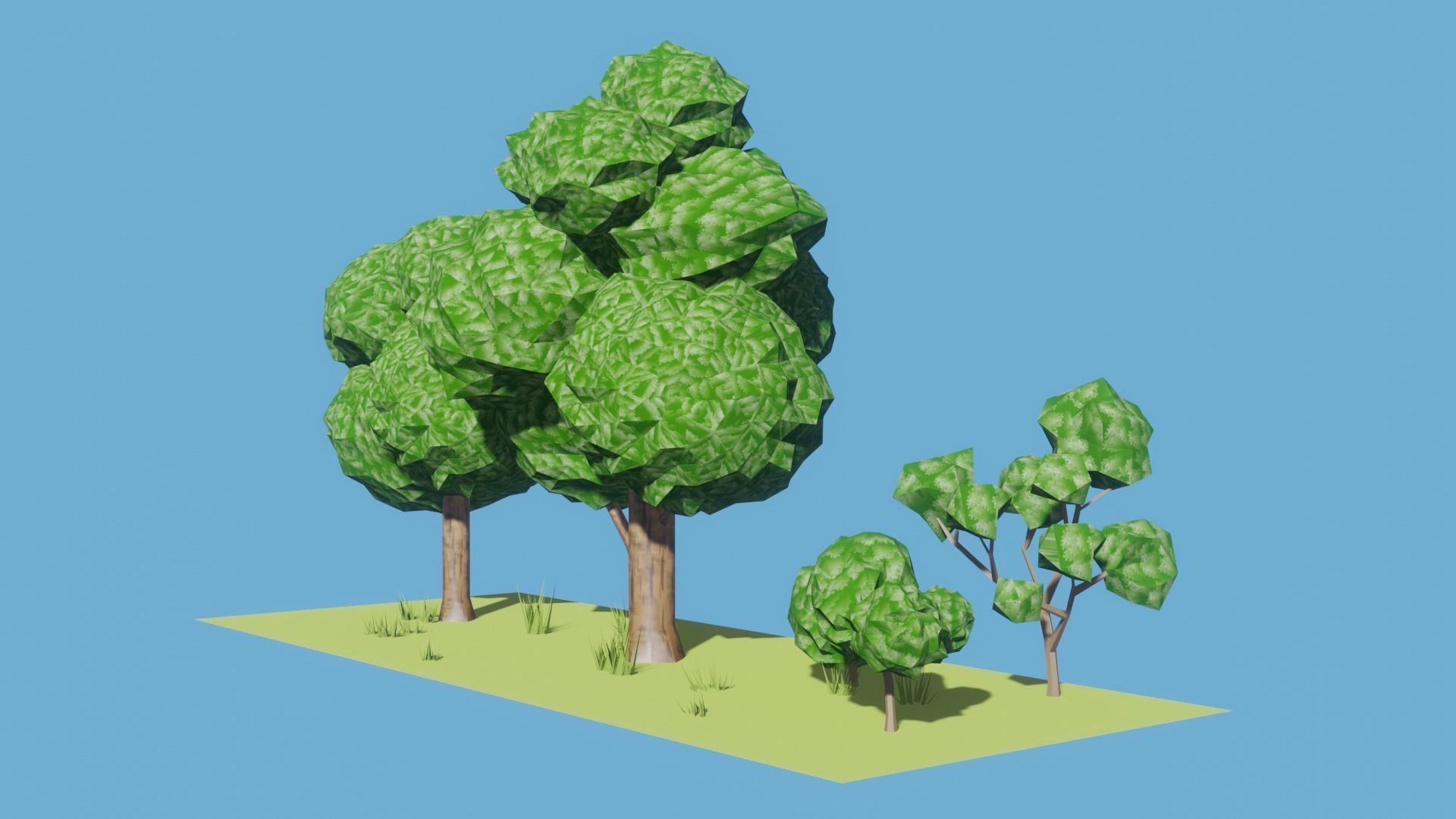 low poly trees three Low-poly 3D model_2