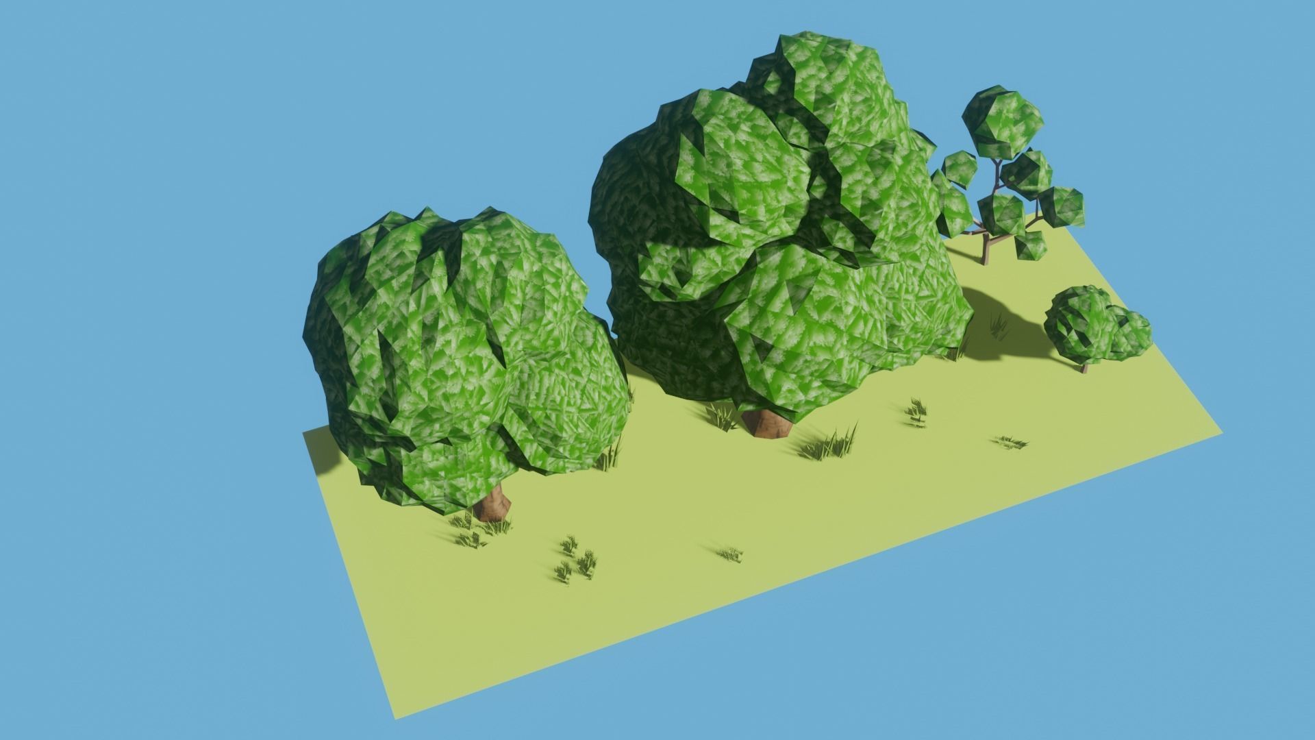low poly trees three Low-poly 3D model_1