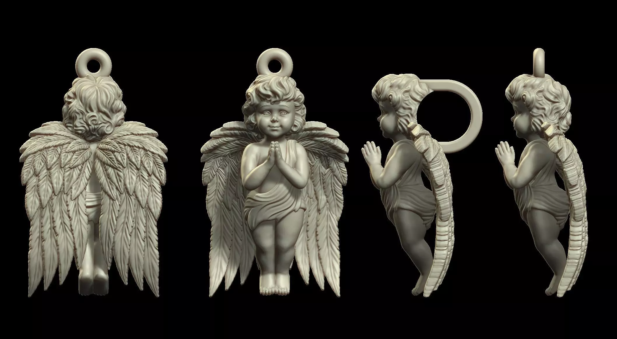 Angel pendant Version 2 3D print model_0