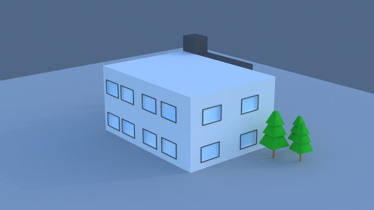 House lowpoly with trees Low-poly 3D model_9