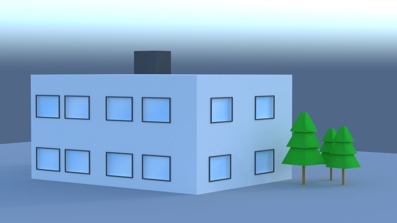 House lowpoly with trees Low-poly 3D model_4