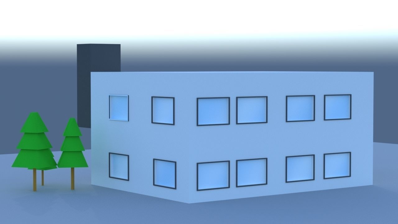 House lowpoly with trees Low-poly 3D model_3