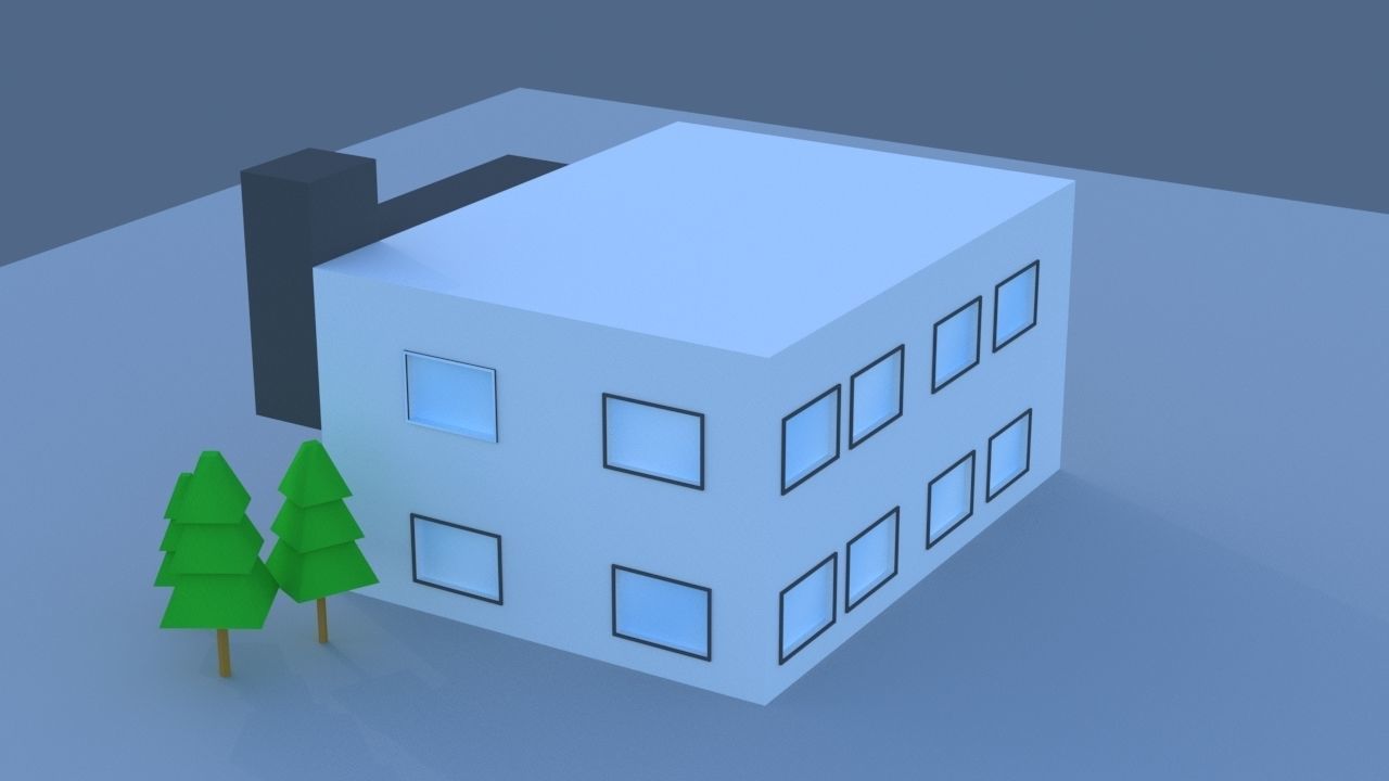 House lowpoly with trees Low-poly 3D model_8
