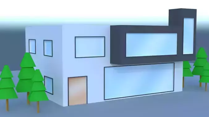 House lowpoly with trees