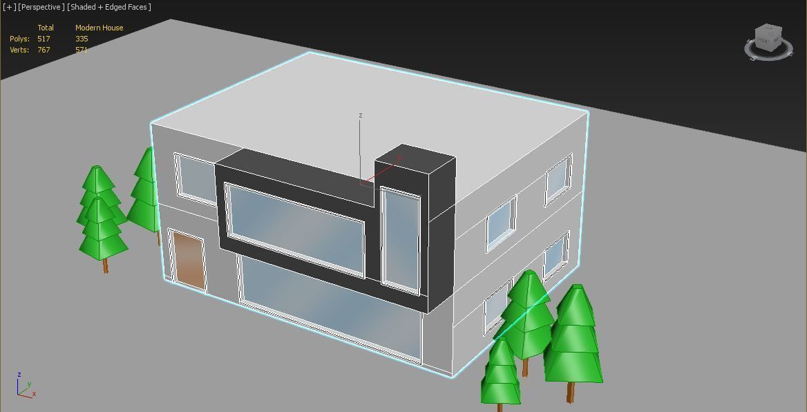House lowpoly with trees Low-poly 3D model_12