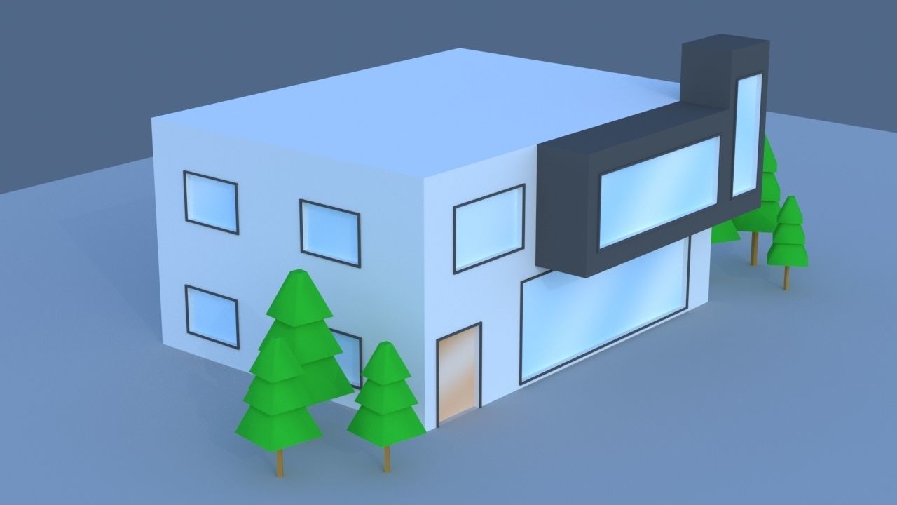 House lowpoly with trees Low-poly 3D model_5