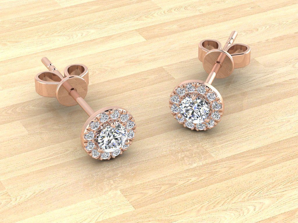 Earring gold diamond stud earrings 3D print model_6