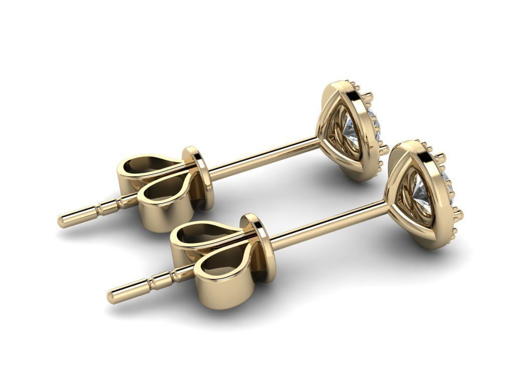 Earring gold diamond stud earrings 3D print model_12