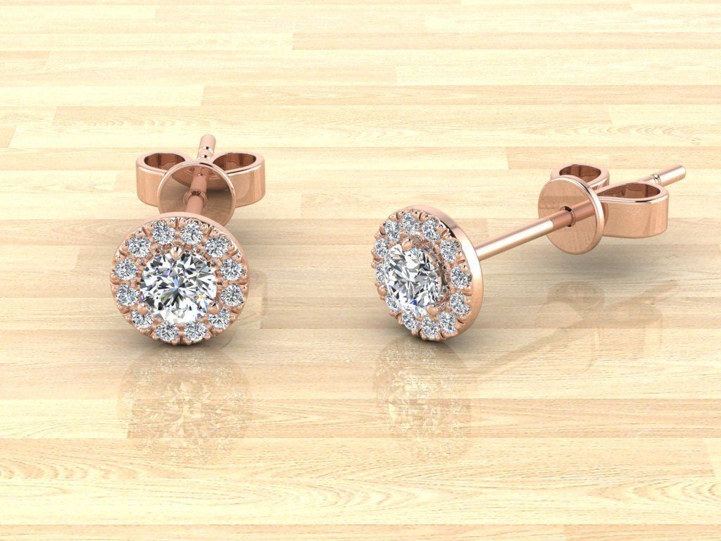 Earring gold diamond stud earrings 3D print model_5