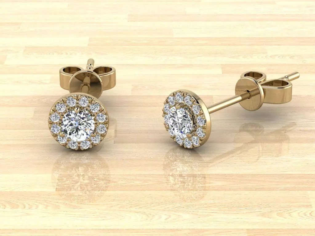 Earring gold diamond stud earrings 3D print model_0