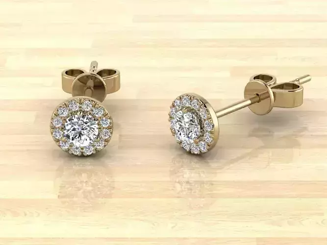 Earring gold diamond stud earrings 3D print model