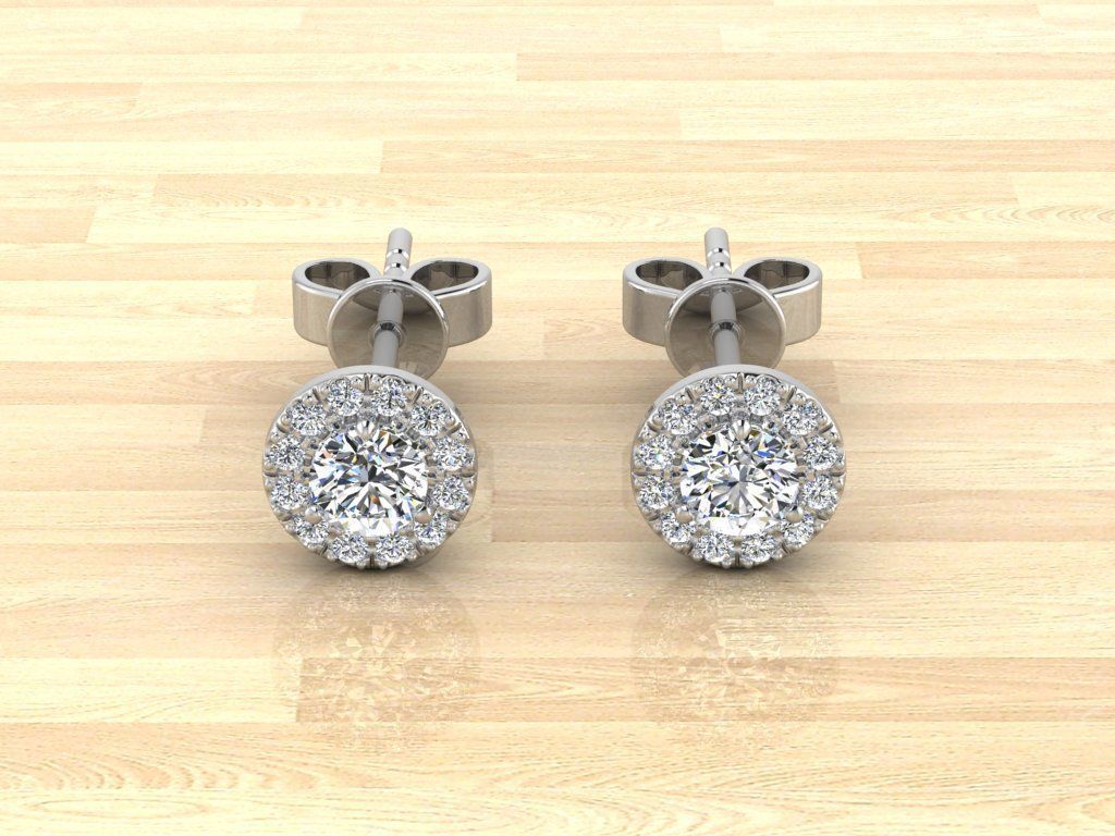 Earring gold diamond stud earrings 3D print model_7