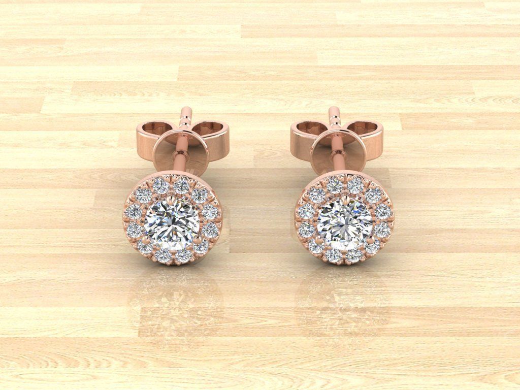 Earring gold diamond stud earrings 3D print model_4