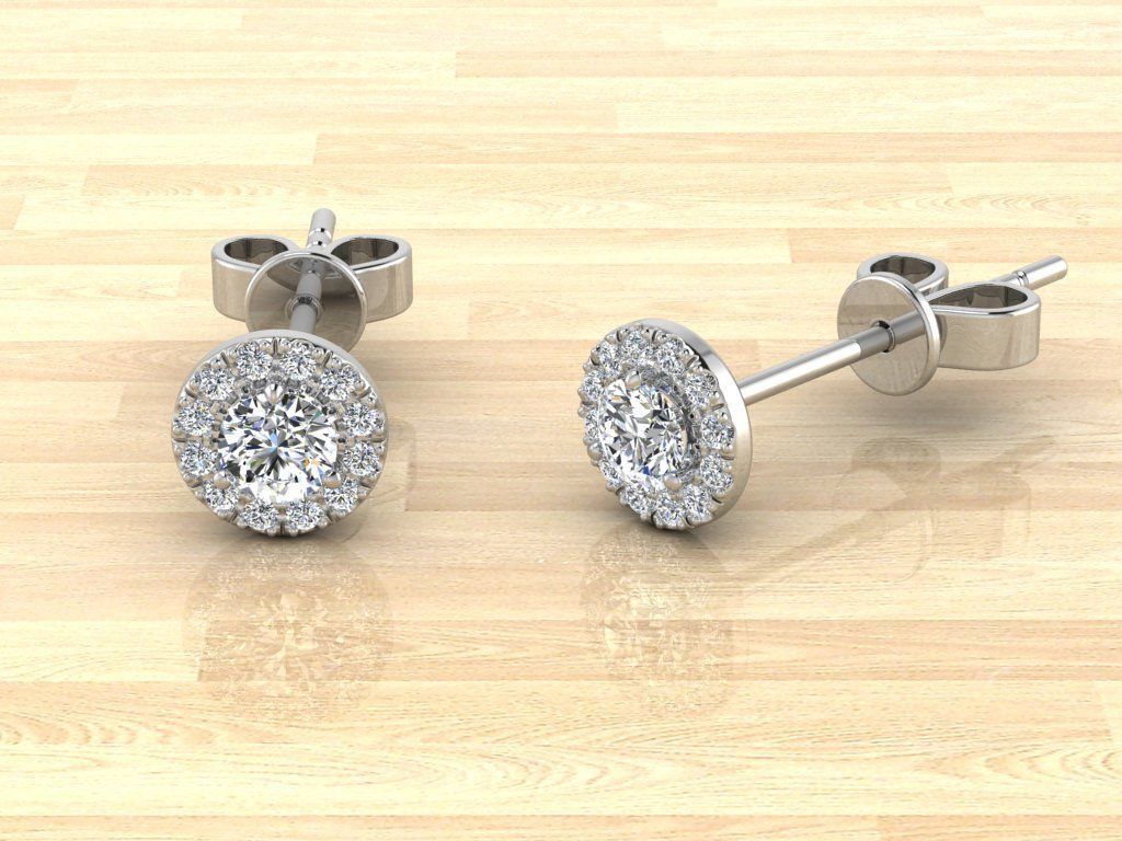 Earring gold diamond stud earrings 3D print model_8