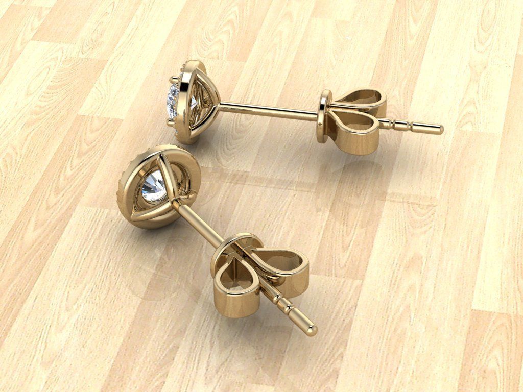 Earring gold diamond stud earrings 3D print model_17