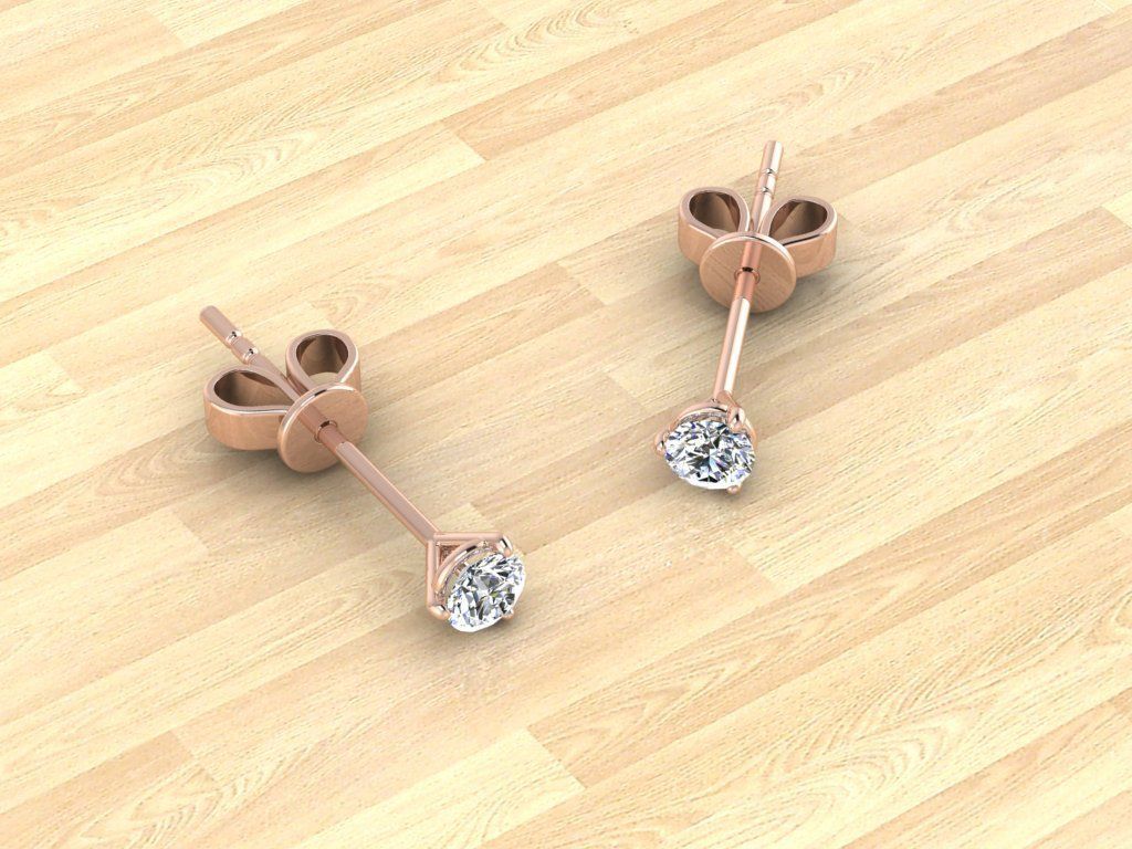 Earring diamond stud earrings gold 3D print model_10
