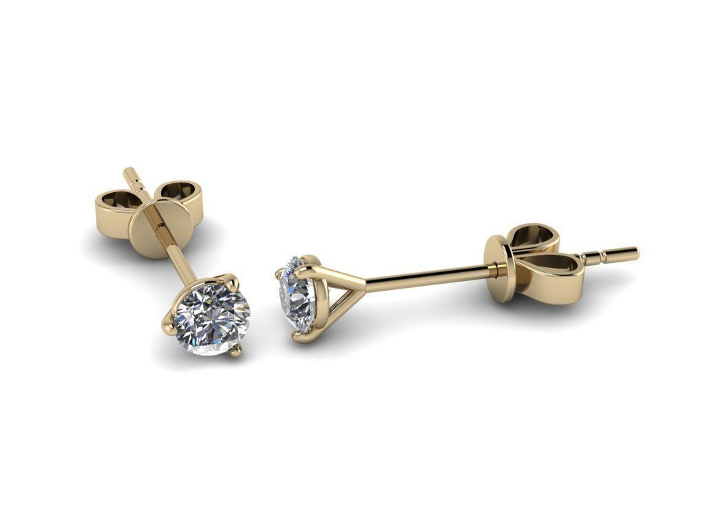Earring diamond stud earrings gold 3D print model_13