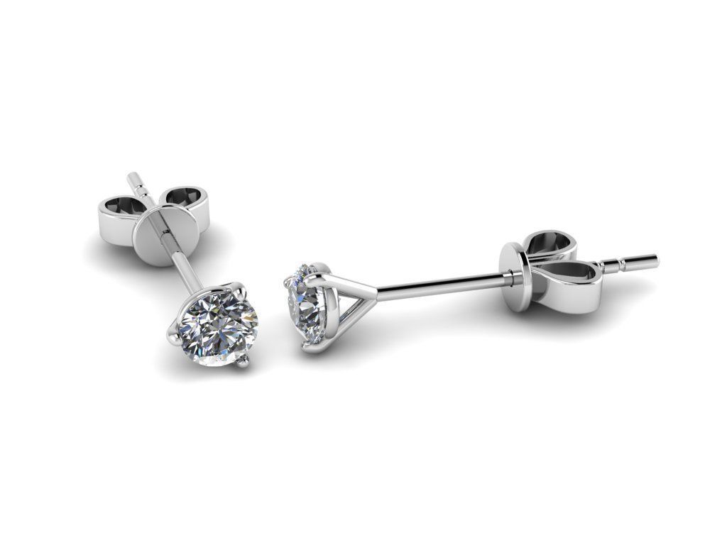 Earring diamond stud earrings gold 3D print model_17