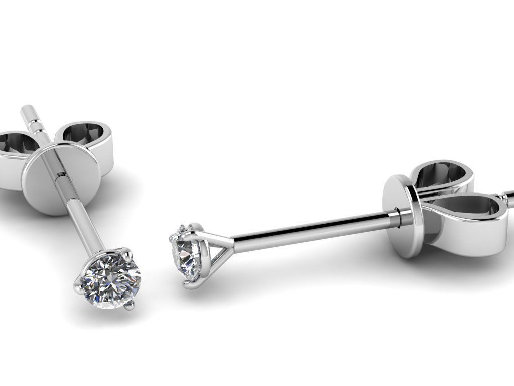 Earring diamond stud earrings gold 3D print model_14