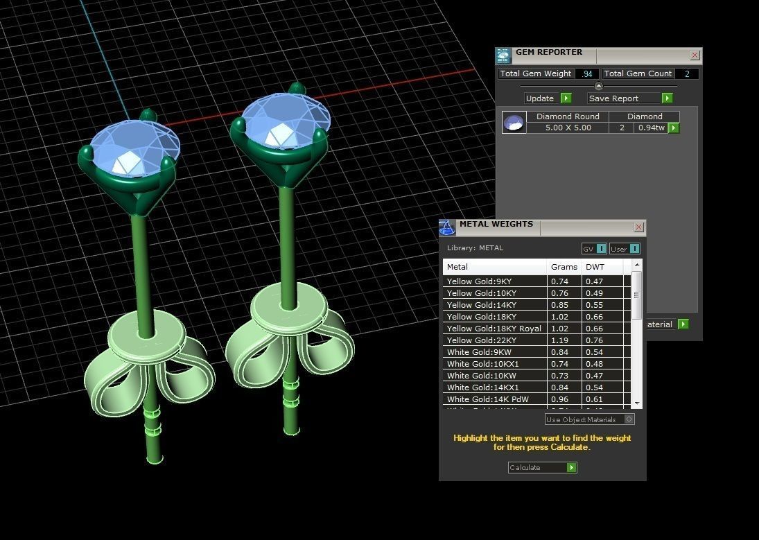 Earring diamond stud earrings gold 3D print model_15