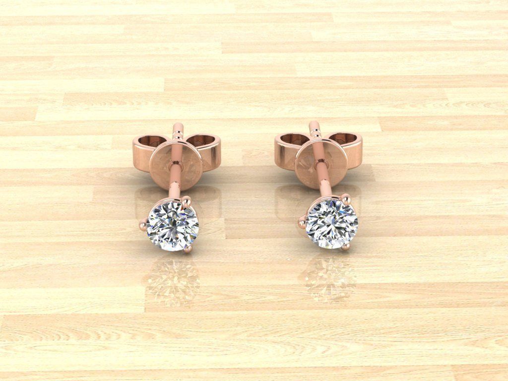 Earring diamond stud earrings gold 3D print model_8