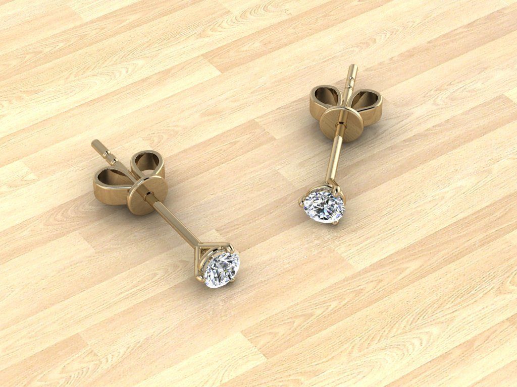 Earring diamond stud earrings gold 3D print model_11