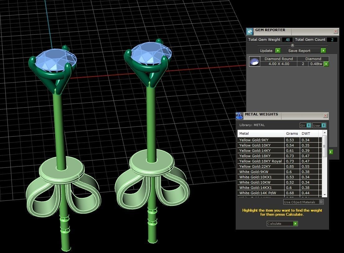 Earring diamond stud earrings gold 3D print model_1