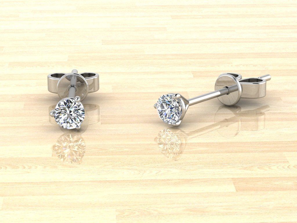Earring diamond stud earrings gold 3D print model_2