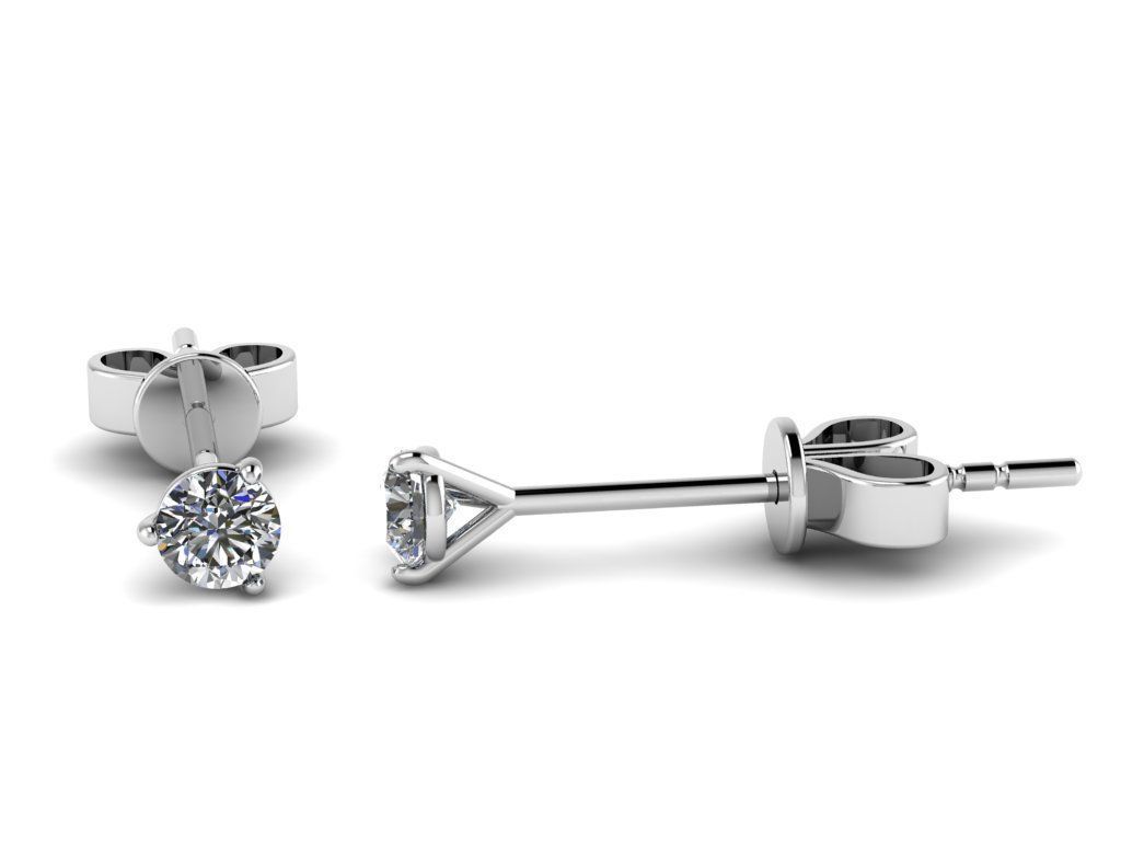 Earring diamond stud earrings gold 3D print model_12