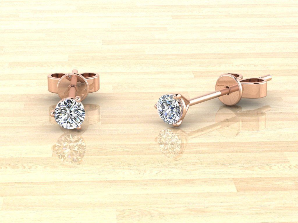 Earring diamond stud earrings gold 3D print model_9