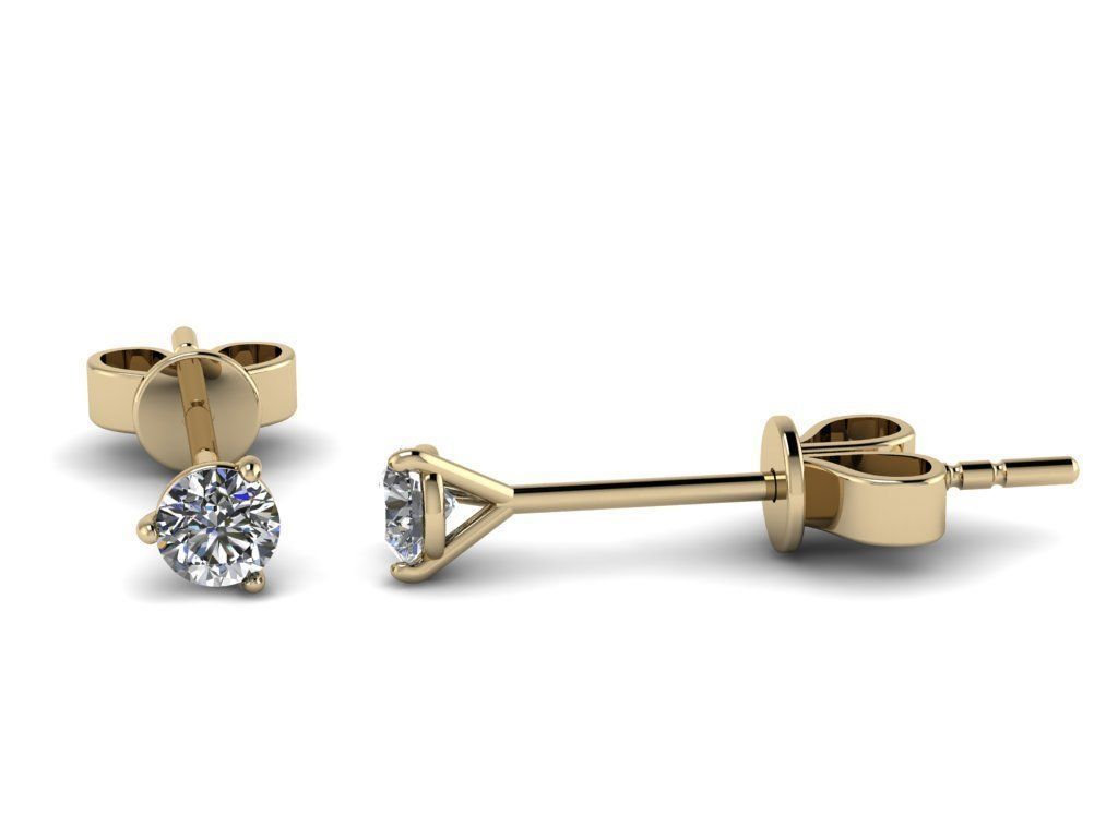Earring diamond stud earrings gold 3D print model_16