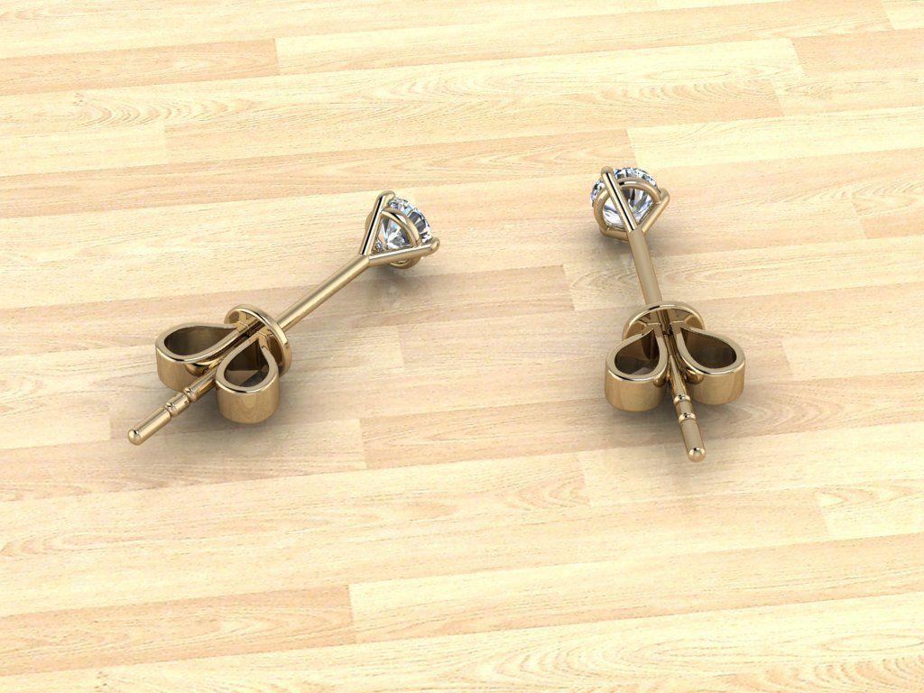 Earring diamond stud earrings gold 3D print model_5