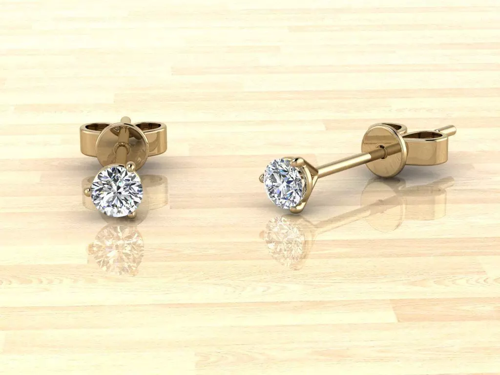 Earring diamond stud earrings gold 3D print model_0