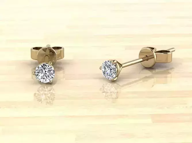 Earring diamond stud earrings gold 3D print model