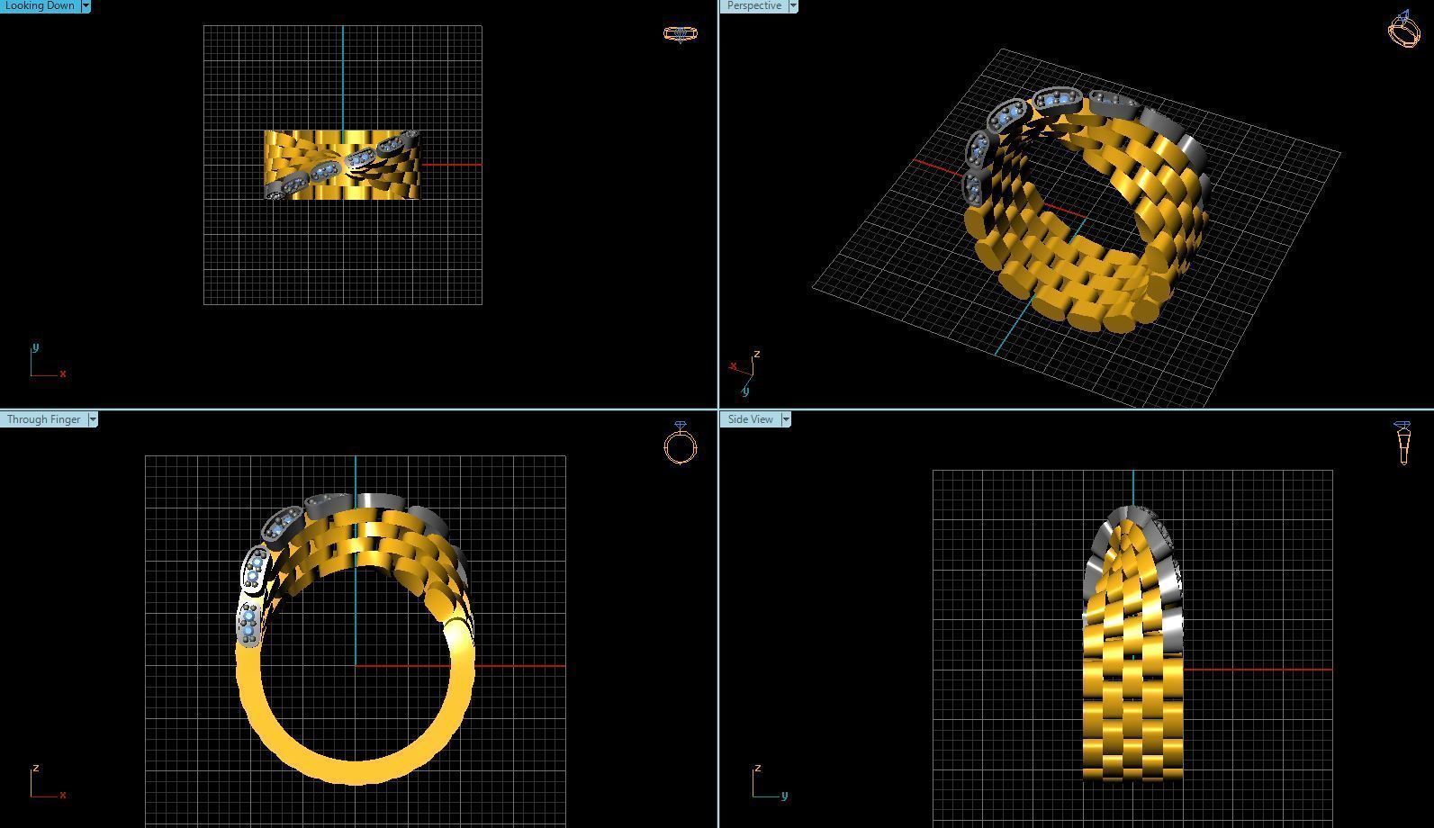 alyans ring with diamonds gold and gold 3D model_2