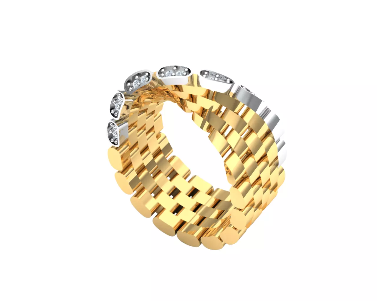 alyans ring with diamonds gold and gold 3D model_0