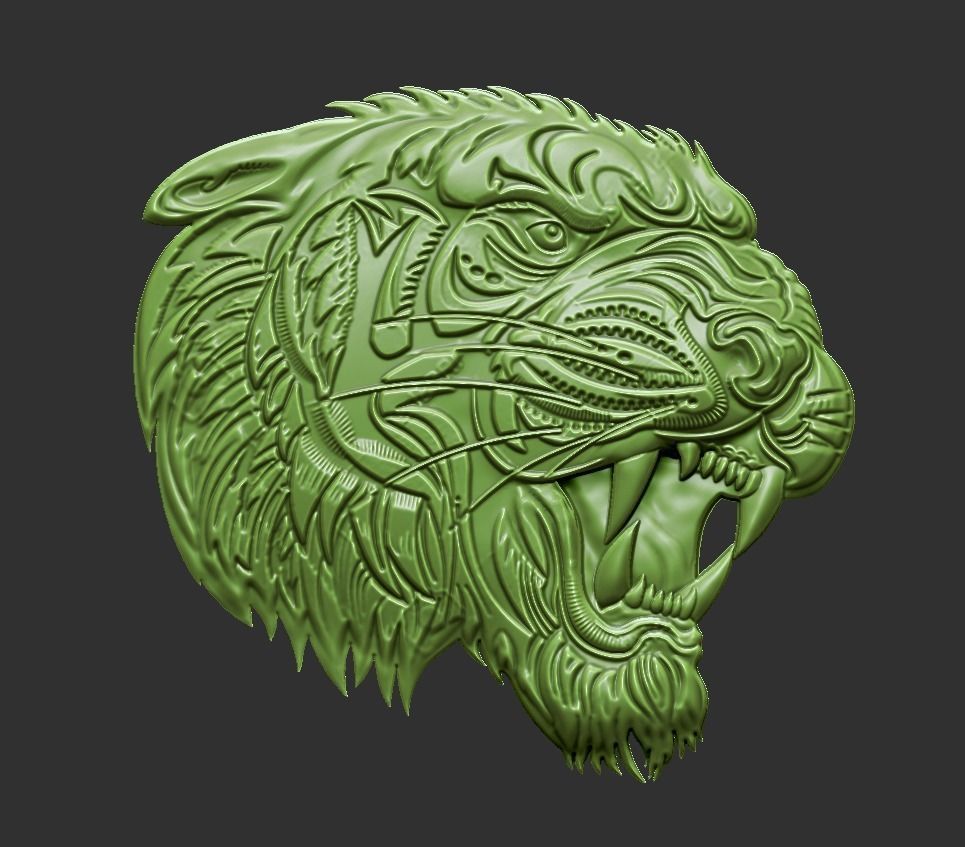 tiger head 3D print model_5