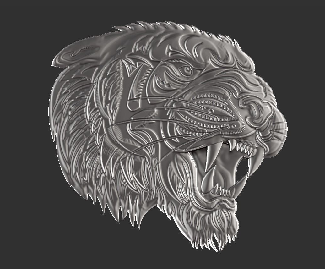 tiger head 3D print model_4