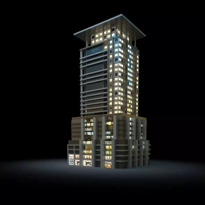 Skyscraper With A Platform On Top 3D model_0