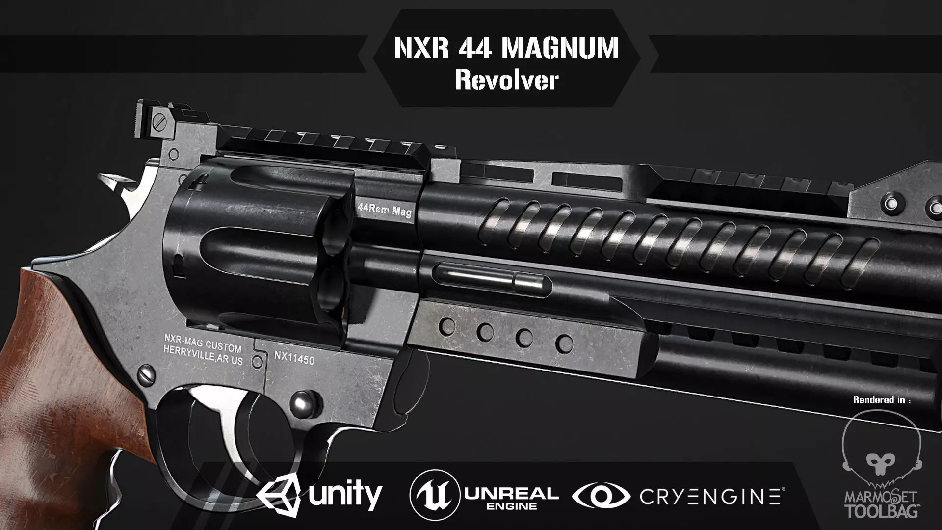 NXR 44 Magnum Low-poly 3D model
