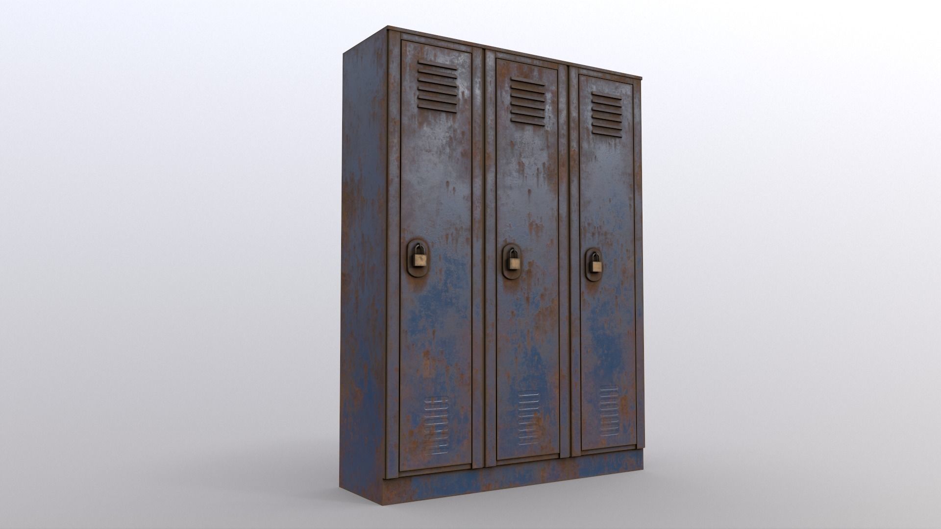 PBR School Gym Locker 01 - Blue Dark Low-poly 3D model_10
