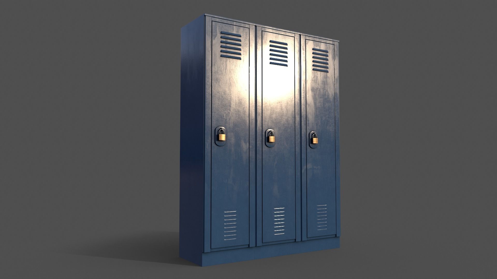 PBR School Gym Locker 01 - Blue Dark Low-poly 3D model_5