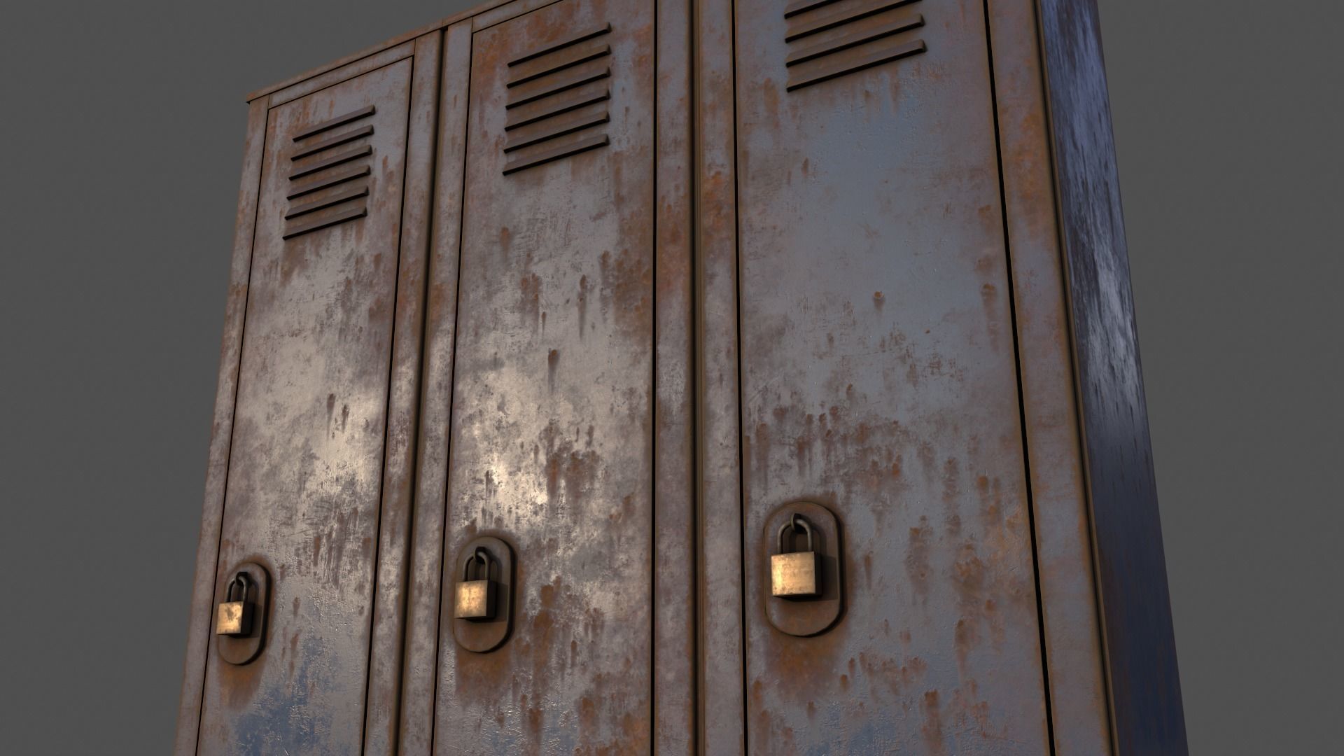 PBR School Gym Locker 01 - Blue Dark Low-poly 3D model_23