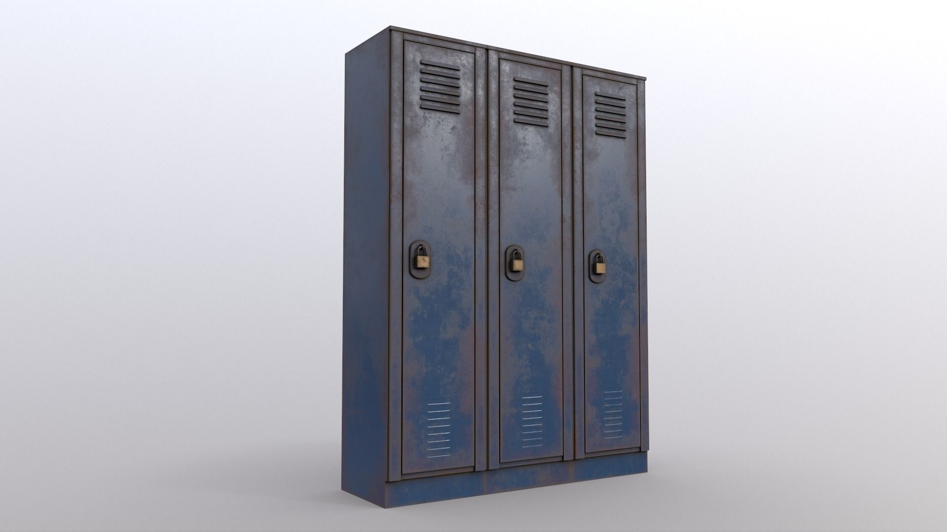 PBR School Gym Locker 01 - Blue Dark Low-poly 3D model_9